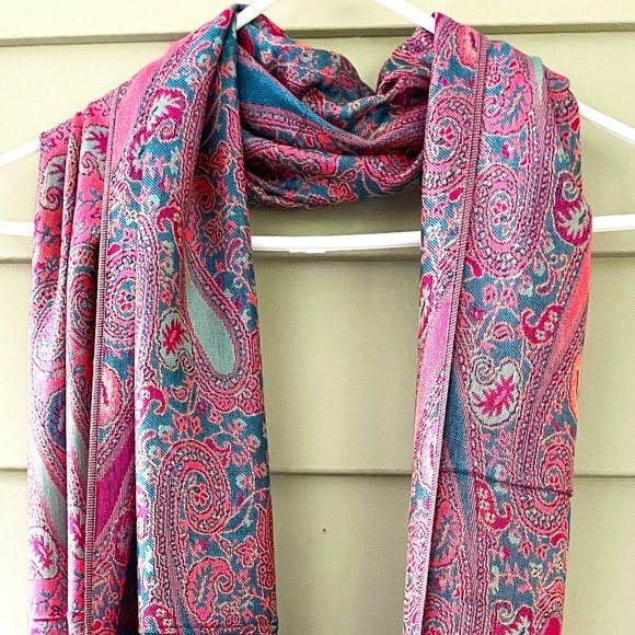 Pink and Blue Pashmina Scarves Winter long Stoles Cozy Warm Shawls  Rave Pashmin - Picture 3 of 3